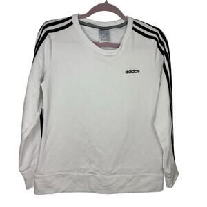 Adidas Crewneck Sweatshirt Women's Size Small 8-10 White Black Stripe Pullover